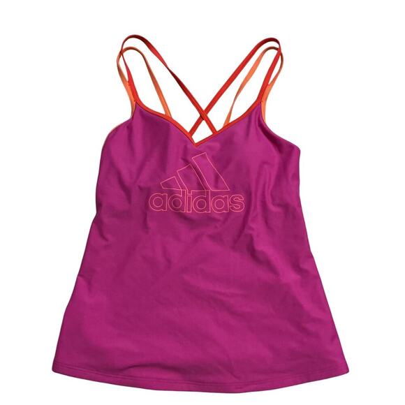 Adidas Fuchsia & Orange Strappy Logo Tank Top Women’s Medium - Picture 9 of 11